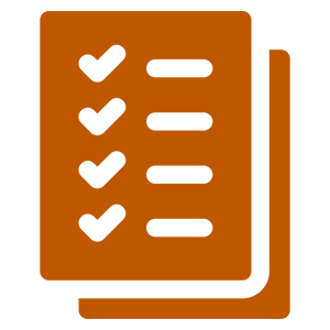 Checklist icon with checkmarks and lines.